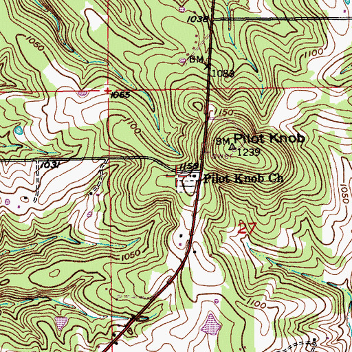 Topographic Map of Pilot Knob Church, MO