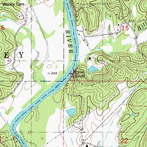 Topographic Map of Pine Bluff, MO