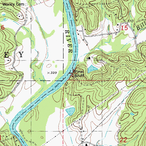Topographic Map of Pine Bluff, MO