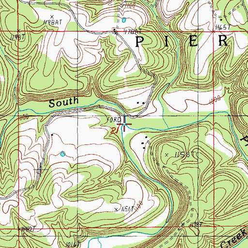 Topographic Map of Pine Creek, MO