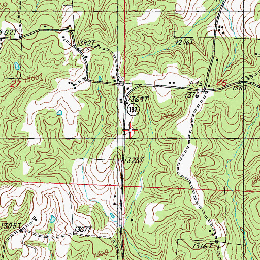 Topographic Map of Pine Creek School (historical), MO