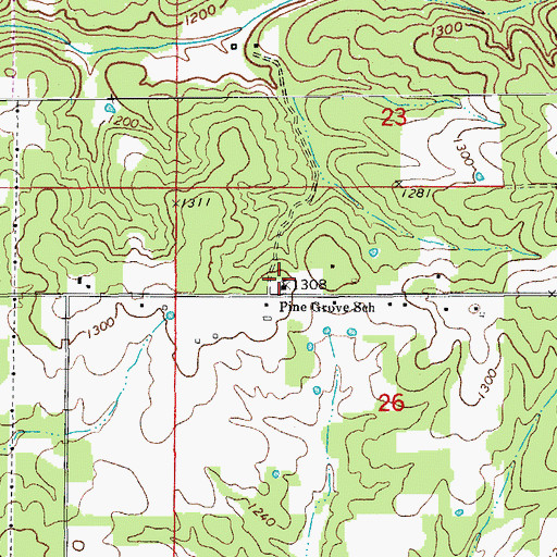 Topographic Map of Pine Grove School, MO