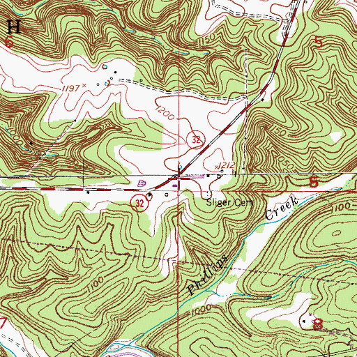 Topographic Map of Pine Grove School, MO