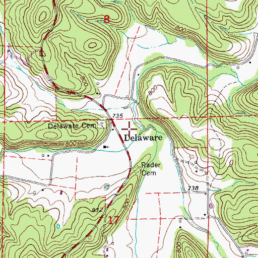 Topographic Map of Pine Hollow, MO