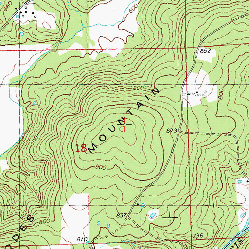 Topographic Map of Rhodes Mountain, MO