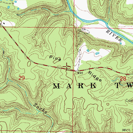 Topographic Map of Pine Ridge, MO