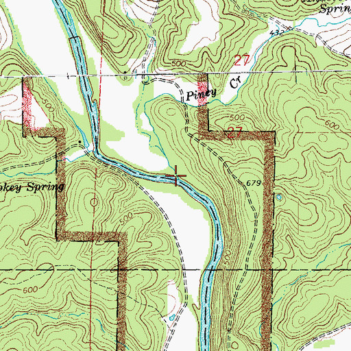 Topographic Map of Piney Creek, MO