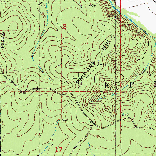 Topographic Map of Pinhook Hill, MO