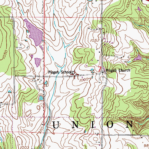 Topographic Map of Pisgah School, MO