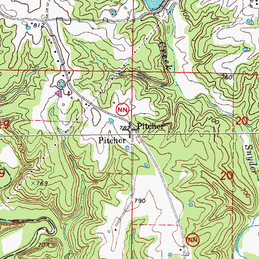 Topographic Map of Pitcher, MO