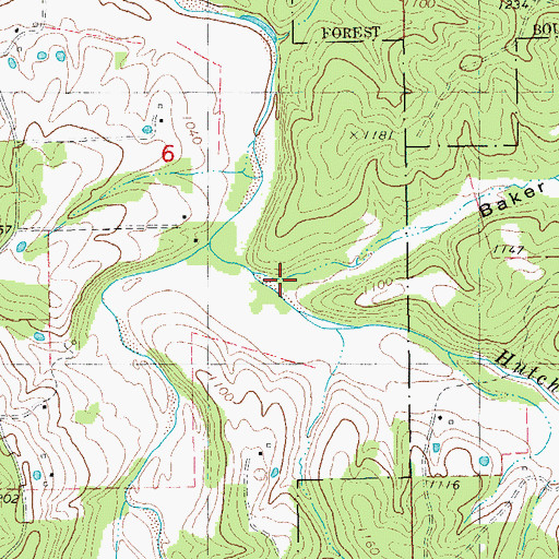 Topographic Map of Baker Hollow, MO