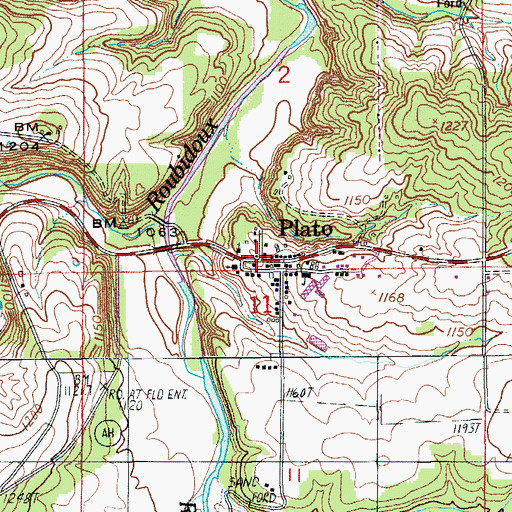 Topographic Map of Plato, MO