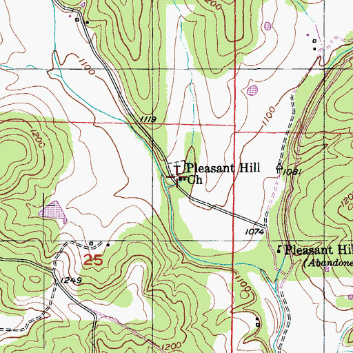 Topographic Map of Pleasant Hill Church, MO