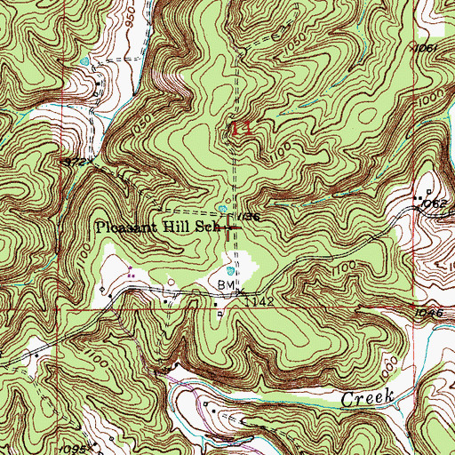 Topographic Map of Pleasant Hill School, MO