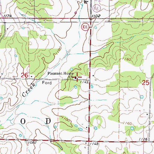 Topographic Map of Pleasant Home Church, MO