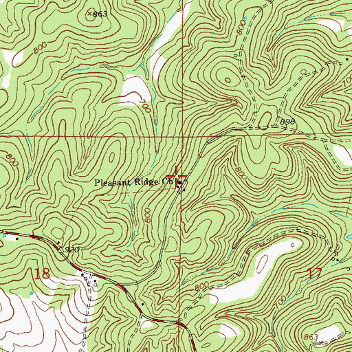 Topographic Map of Pleasant Ridge Church, MO