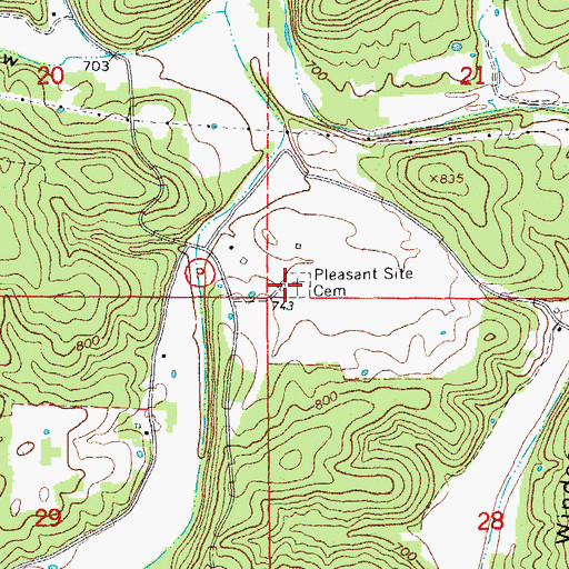 Topographic Map of Pleasant Site Cemetery, MO