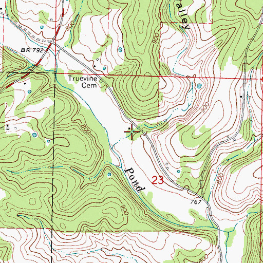 Topographic Map of Pleasant Valley, MO