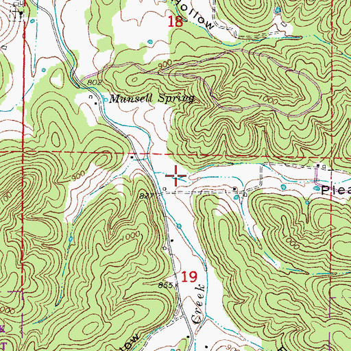 Topographic Map of Pleasant Valley, MO