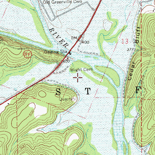 Topographic Map of Pleasant Valley, MO