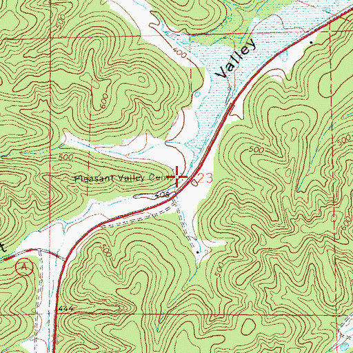 Topographic Map of Pleasant Valley Cemetery, MO
