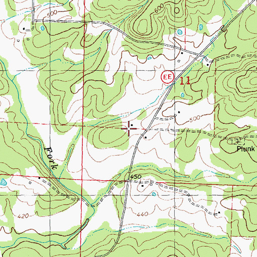 Topographic Map of Plunk School, MO