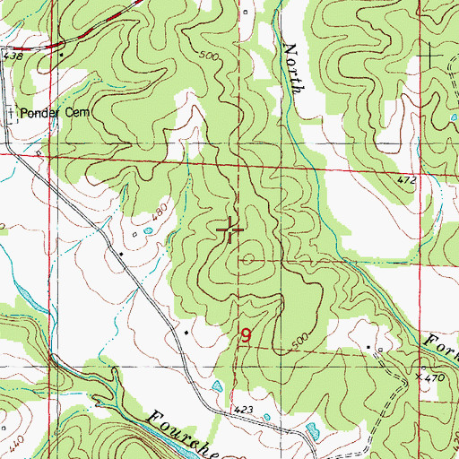 Topographic Map of Ponder School (historical), MO