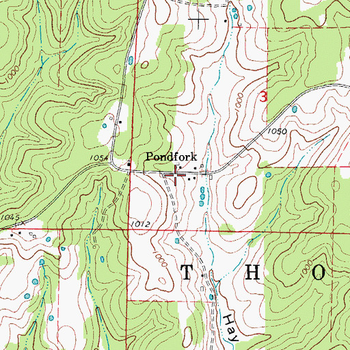 Topographic Map of Pondfork, MO