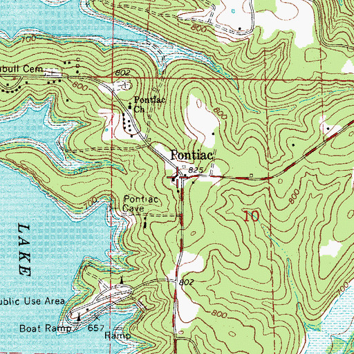Topographic Map of Pontiac, MO