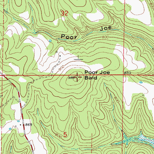 Topographic Map of Poor Joe Bald, MO
