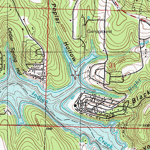 Topographic Map of Poplar Hollow, MO
