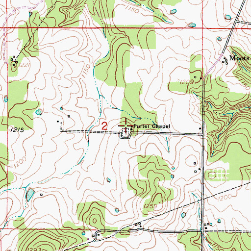 Topographic Map of Porter Chapel, MO