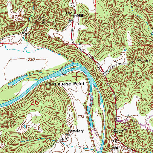 Topographic Map of Portuguese Point, MO