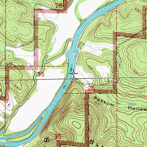 Topographic Map of Possum Hollow, MO