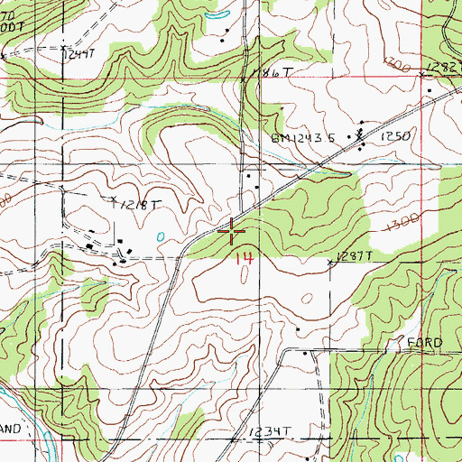 Topographic Map of Postoak School (historical), MO
