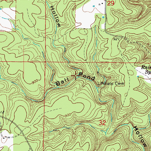 Topographic Map of Potato Cave Hollow, MO