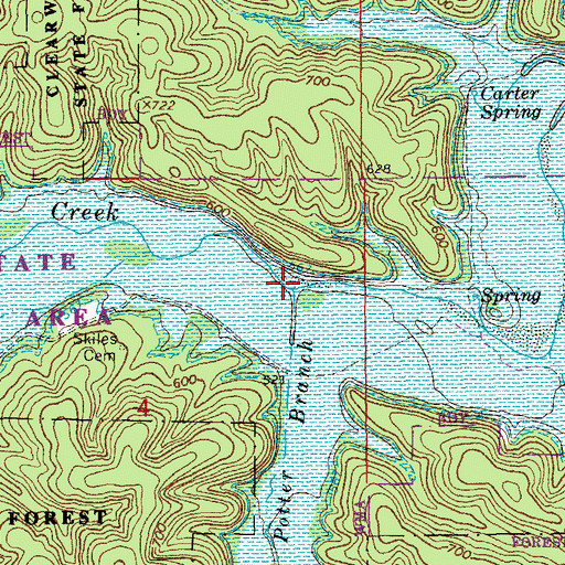 Topographic Map of Potter Branch, MO