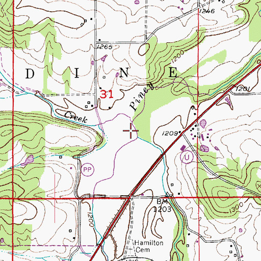 Topographic Map of Potter Creek, MO
