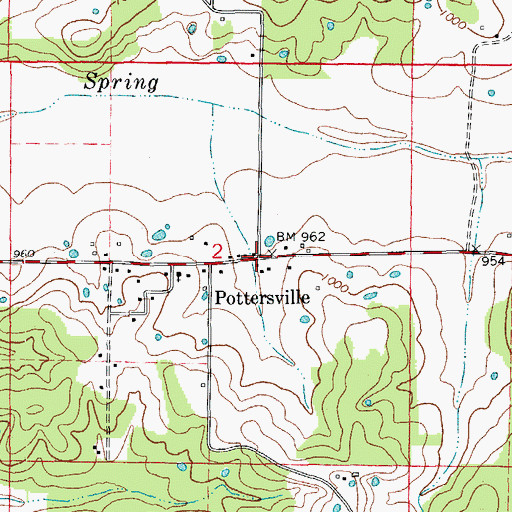 Topographic Map of Pottersville, MO