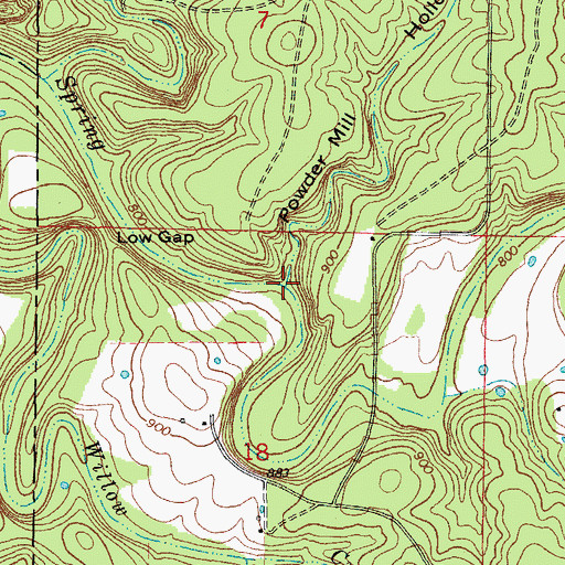 Topographic Map of Powder Mill Hollow, MO