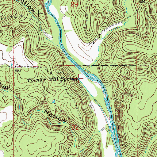 Topographic Map of Powder Mill Spring, MO