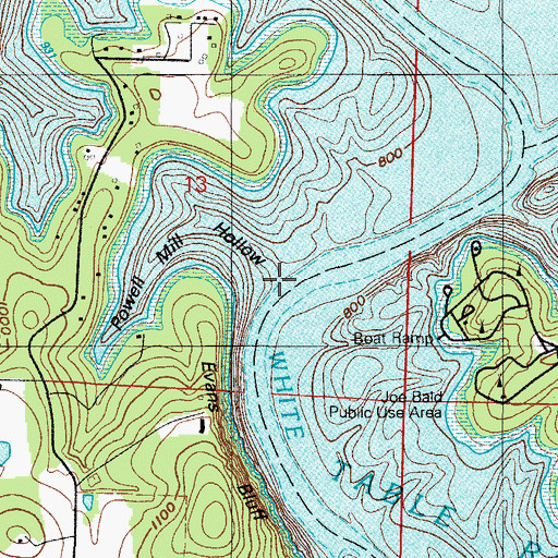 Topographic Map of Powell Mill Hollow, MO