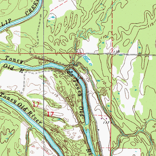 Topographic Map of Toney Old River, AR