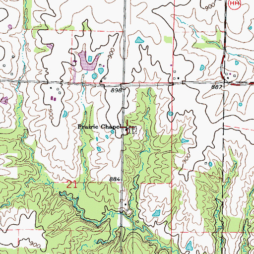 Topographic Map of Prairie Chapel, MO