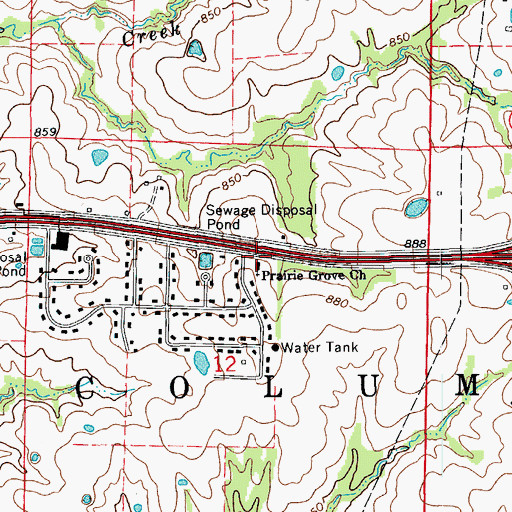 Topographic Map of Prairie Grove Church, MO