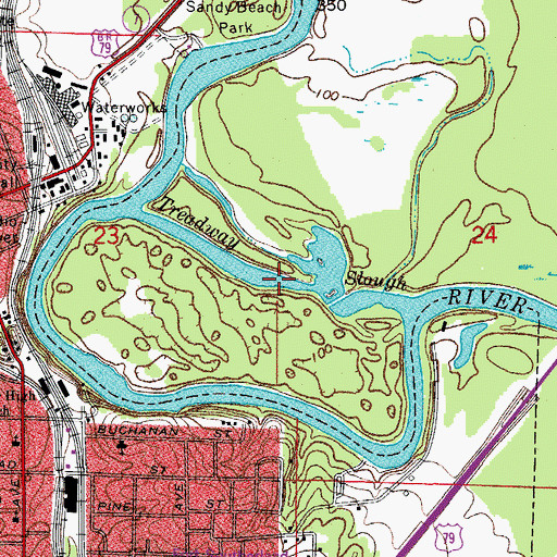 Topographic Map of Treadway Slough, AR
