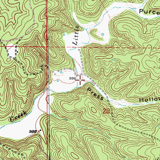 Topographic Map of Press Hollow, MO
