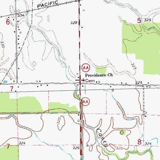 Topographic Map of Providence Church, MO