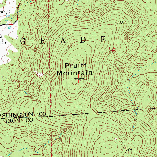 Topographic Map of Pruitt Mountain, MO