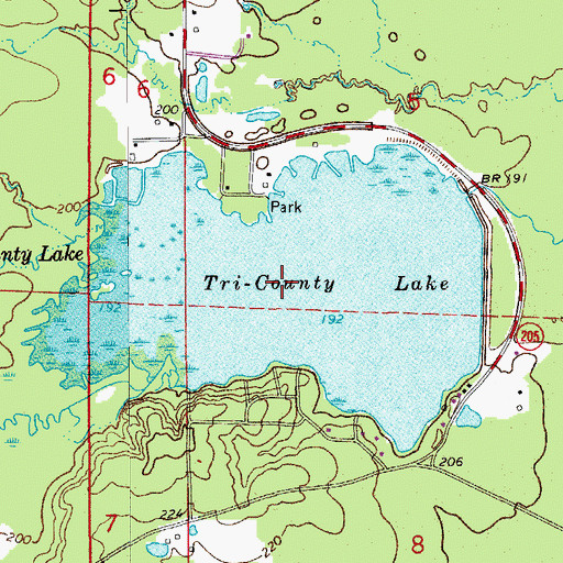 Topographic Map of Tri-County Lake, AR